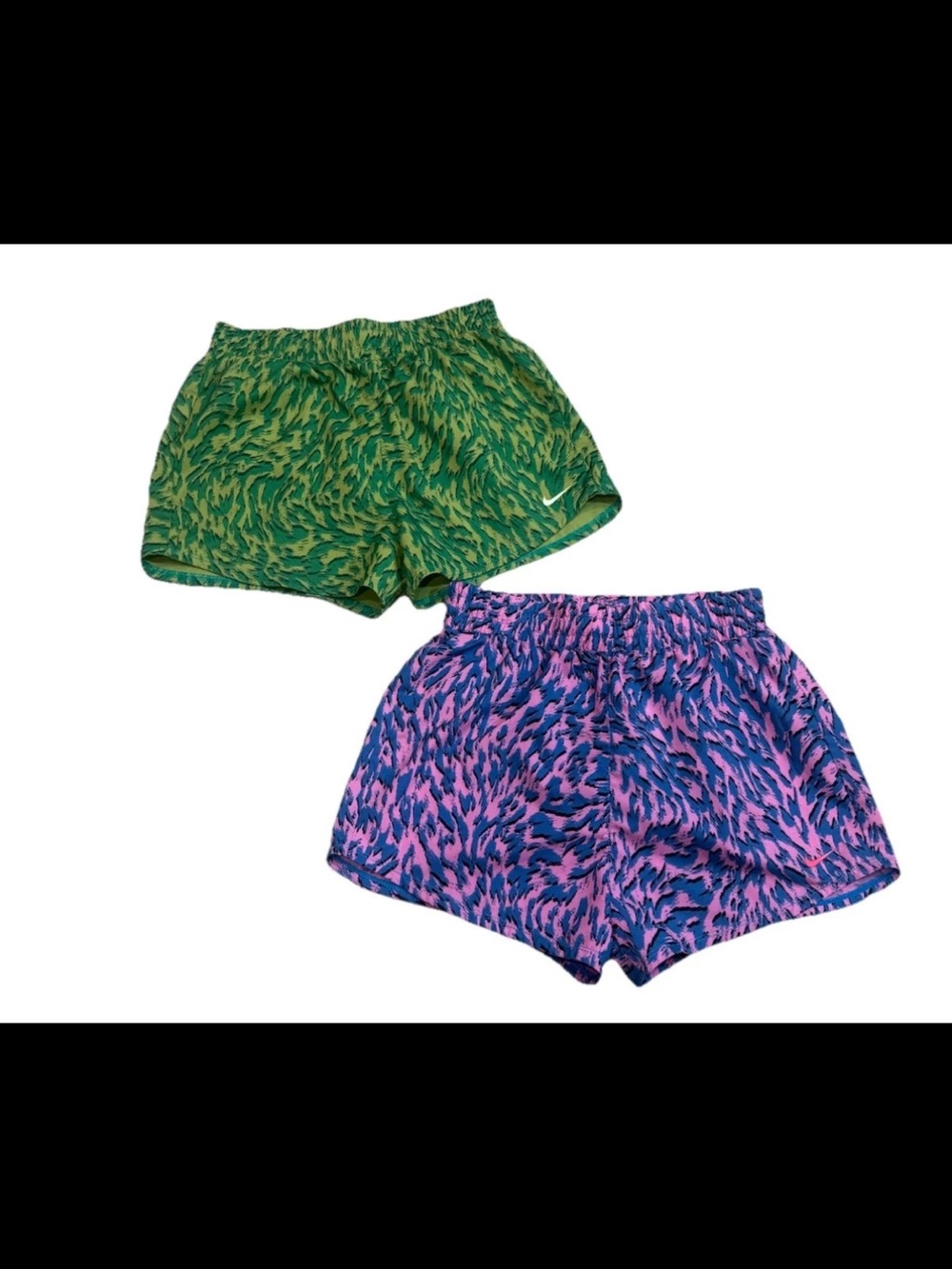 Nike One Woven High-Waisted Shorts Girl’s Size Large Set of 2 Pink/Blue Green